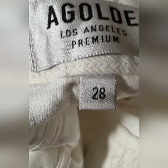AGOLDE LOS ANGELES Premium Highrise Loose Fit White Distressed Jeans Sz. 28X29 - Picture 5 of 8